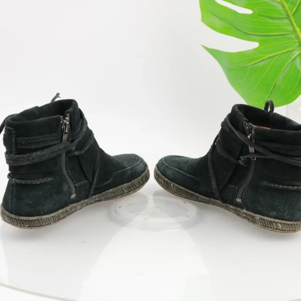 UGG Womens Reid Boot Size 6 Black Suede Tie Wrap Cushioned Moc Casual Booties‎
